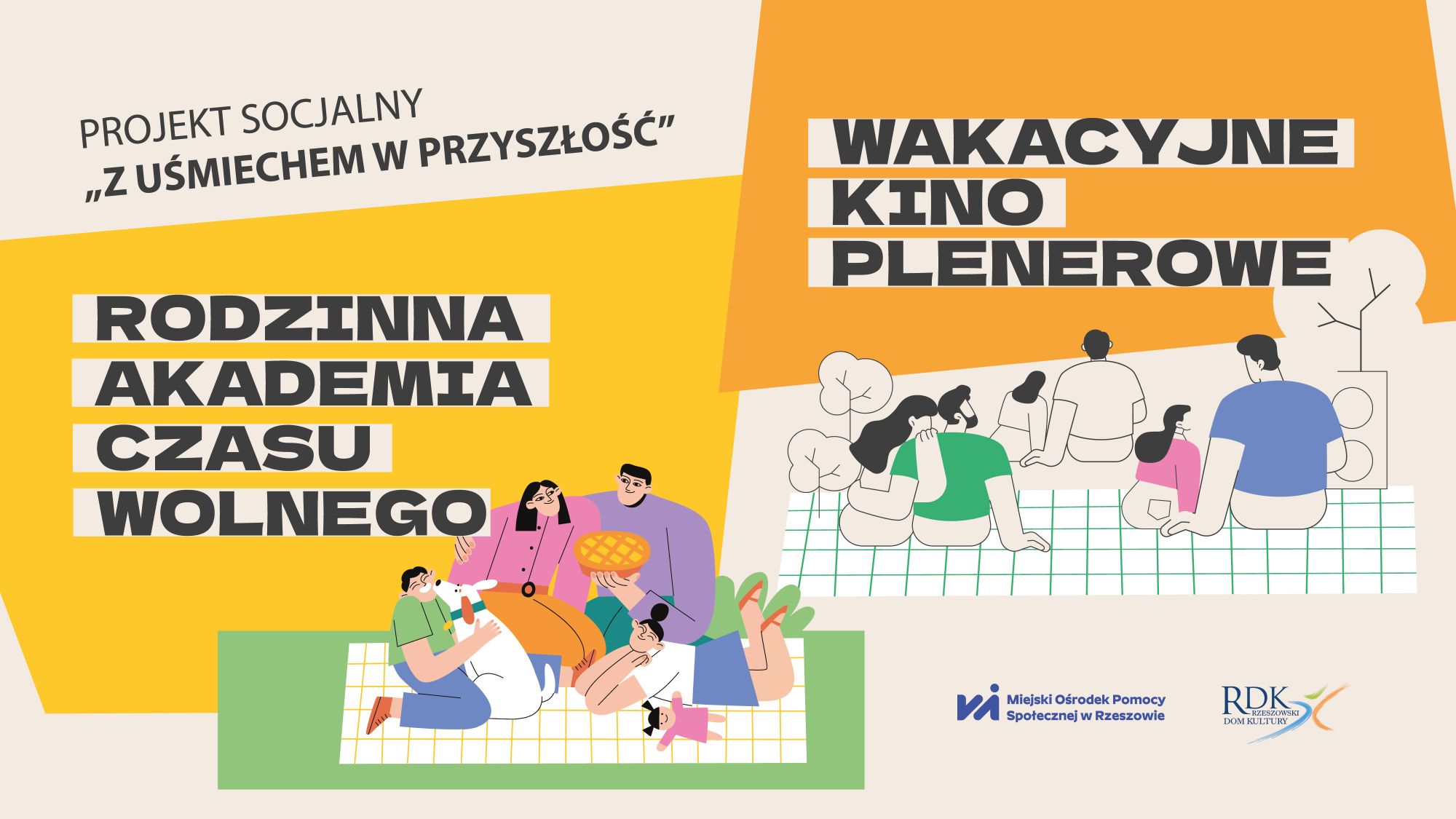 grafika cykl rodzinnych imprez integracyjnych na wakacje
